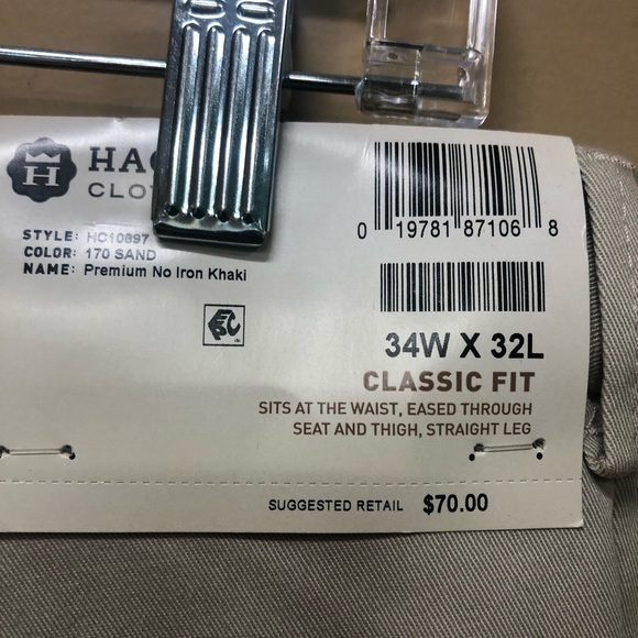 Haggar Classic Fit Khaki Mens Pants Size 34x32 NWT - Picture 4 of 4